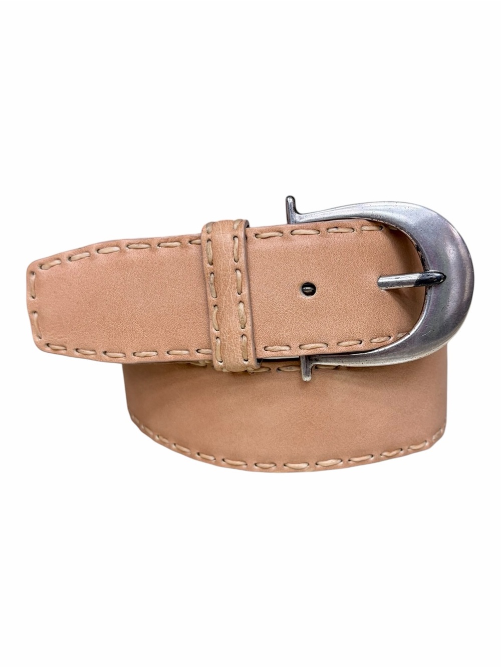 Banana Republic Wide Tan Leather Whipstitch Belt Medium NWT Deadstock Vintage
